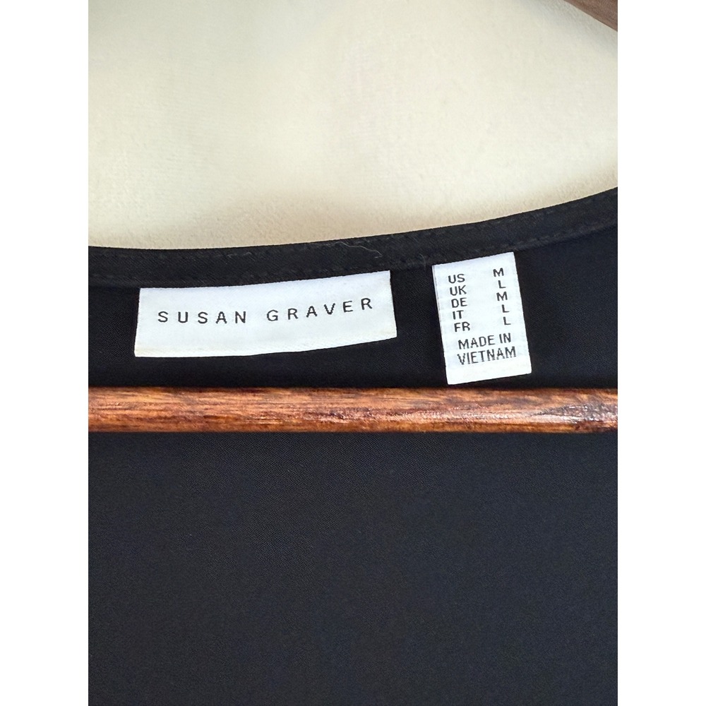 Susan Graver Tiered Liquid Knit Black Maxi Dress Size Medium - Picture 3 of 6